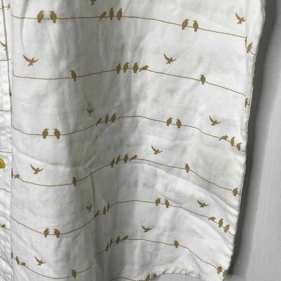 Seapointe Island Classics White Short Sleeve Bird Print Button Up Shirt  XL New - Picture 9 of 10